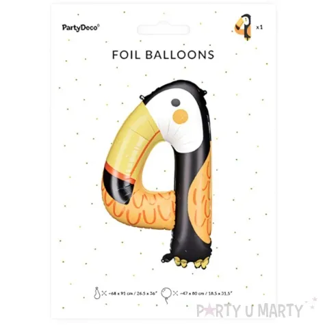 balon foliowy cyfra 4 tukan partydeco 36 dgt