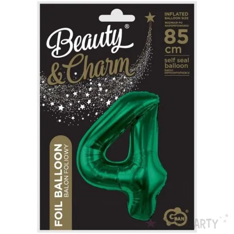 balon foliowy cyfra 4 zielony butelkowy godan 33 dgt