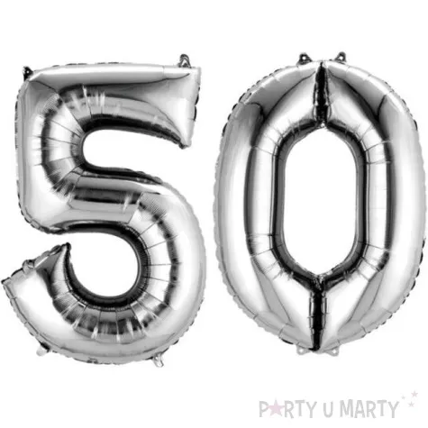 balon foliowy cyfra 5 0 50 urodziny 34 amscan srebrna