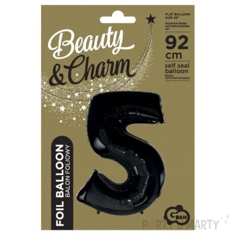 balon foliowy cyfra 5 beauty and charm czarny godan 36 dgt
