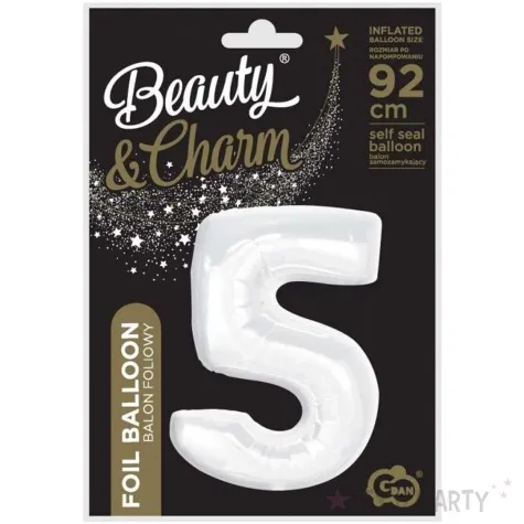 balon foliowy cyfra 5 bialy godan 36 dgt