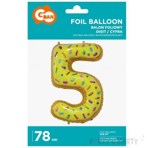 balon foliowy cyfra 5 ciasteczko godan 31 dgt