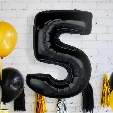 balon foliowy cyfra 5 czarny godan 36 dgt