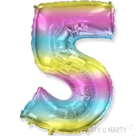 balon foliowy cyfra 5 gradient pastelowy flexmetal 34 dgt