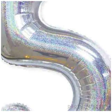 balon foliowy cyfra 5 holograficzna srebrny partypal 40 dgt