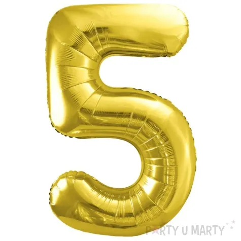 balon foliowy cyfra 5 jasnozloty partydeco 34 dgt