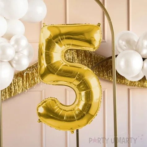 balon foliowy cyfra 5 jasnozloty partydeco 34 dgt