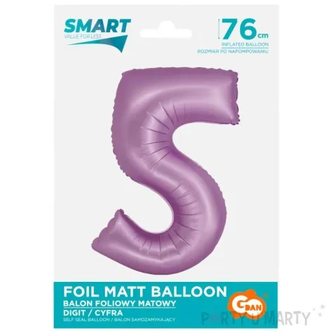 balon foliowy cyfra 5 lawendowy matowy godan 30 dgt