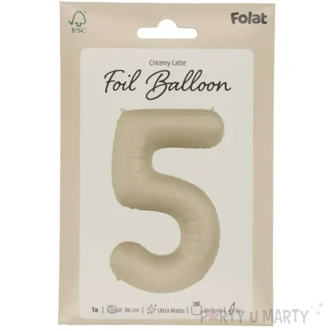 balon foliowy cyfra 5 mat kremowe latte folat 34 dgt