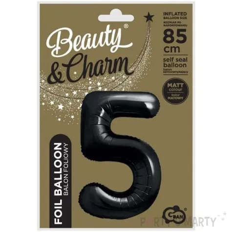 balon foliowy cyfra 5 matowa czarny godan 33 dgt