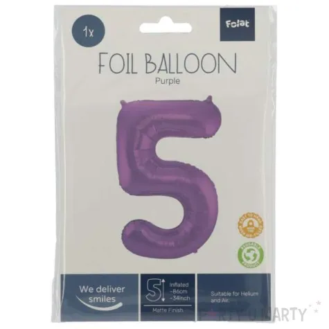 balon foliowy cyfra 5 metaliczny mat fioletowy folat 34 dgt