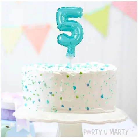 balon foliowy cyfra 5 micro 5 godan blekitne