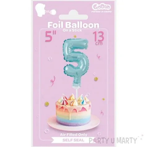 balon foliowy cyfra 5 micro 5 godan blekitne