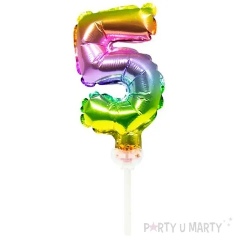 balon foliowy cyfra 5 micro teczowy folat 5 dgt