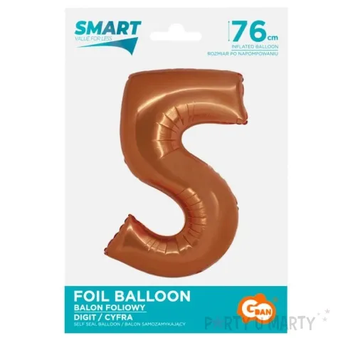 balon foliowy cyfra 5 miedziany godan 30 dgt