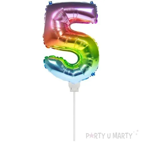 balon foliowy cyfra 5 mini teczowy folat 14 dgt