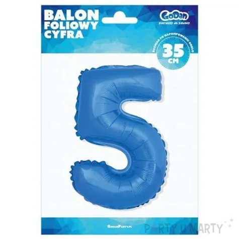 balon foliowy cyfra 5 niebieski godan 14 dgt