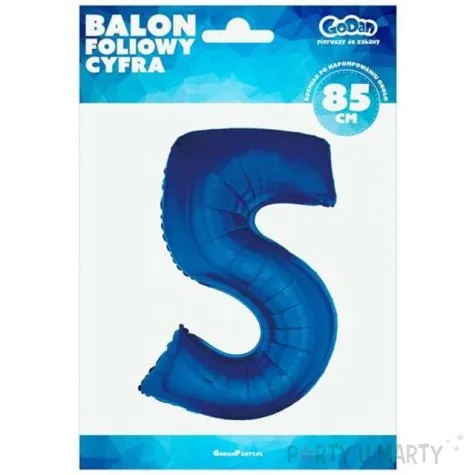 balon foliowy cyfra 5 niebieski godan 34 dgt