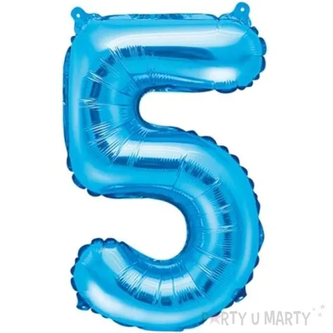 balon foliowy cyfra 5 niebieski partydeco 14 dgt