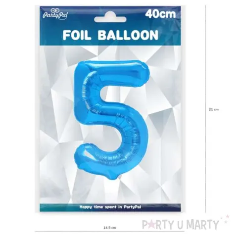 balon foliowy cyfra 5 niebieski partypal 16 dgt