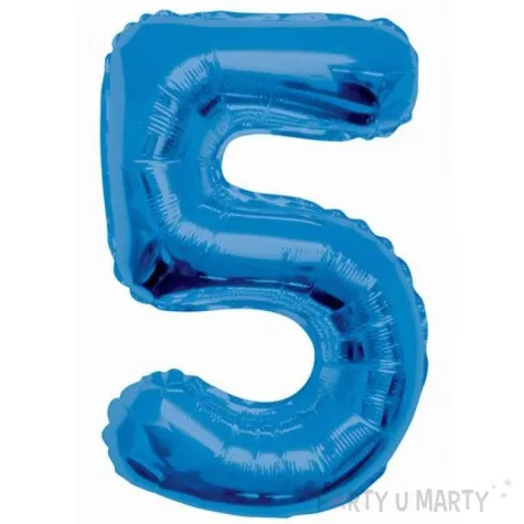 balon foliowy cyfra 5 niebieski unique 34 dgt