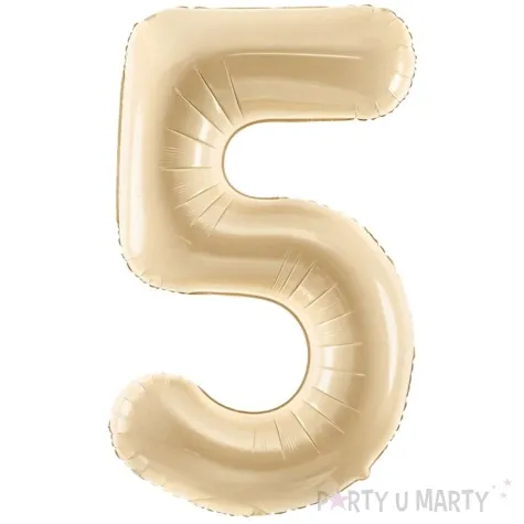 balon foliowy cyfra 5 pastel bezowy partydeco 34 dgt