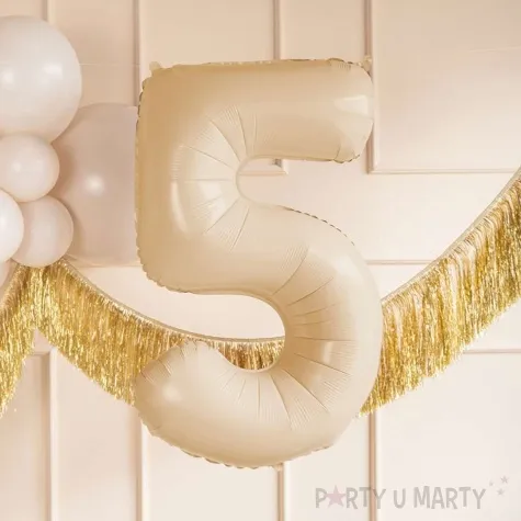 balon foliowy cyfra 5 pastel bezowy partydeco 34 dgt