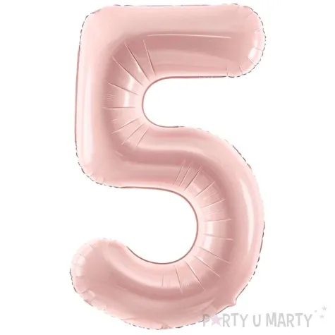 balon foliowy cyfra 5 pastel rozowy jasny partydeco 34 dgt