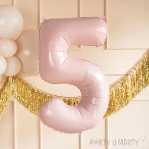 balon foliowy cyfra 5 pastel rozowy jasny partydeco 34 dgt