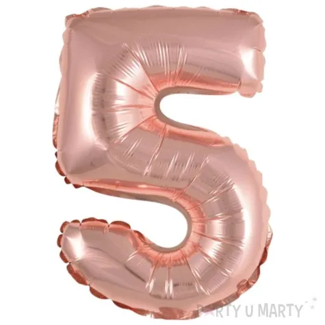 balon foliowy cyfra 5 rozowe zloto 15 dgt