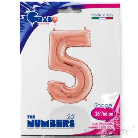 balon foliowy cyfra 5 rozowe zloto grabo 26 dgt