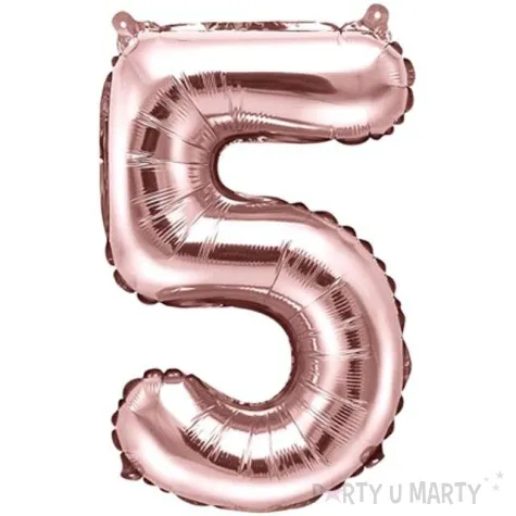 balon foliowy cyfra 5 rozowe zloto partydeco 14 dgt