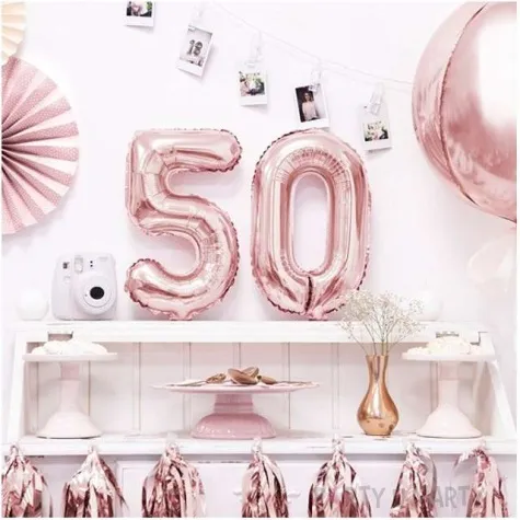 balon foliowy cyfra 5 rozowe zloto partydeco 14 dgt