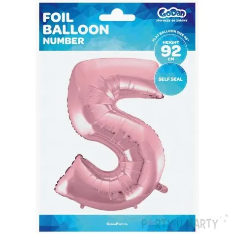 balon foliowy cyfra 5 rozowy jasny godan 45 dgt