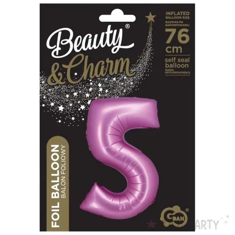 balon foliowy cyfra 5 rozowy satynowy godan 30 dgt