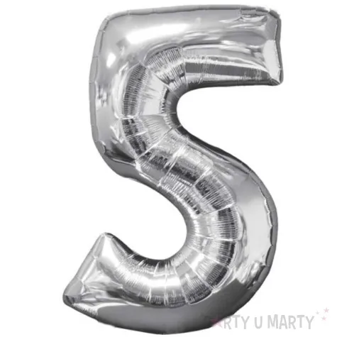 balon foliowy cyfra 5 srebrny amscan 26 dgt
