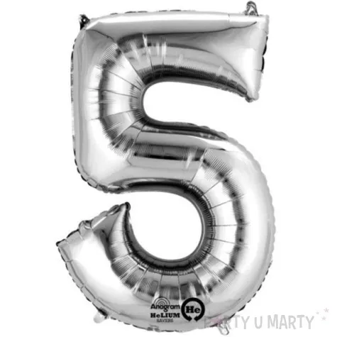 balon foliowy cyfra 5 srebrny amscan 34 dgt