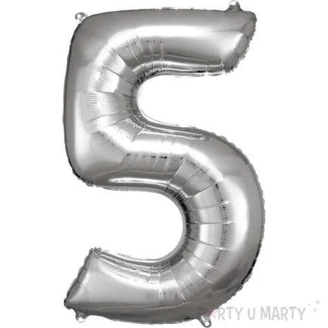 balon foliowy cyfra 5 srebrny amscan 34 dgt