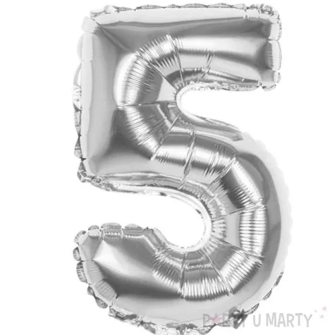 balon foliowy cyfra 5 srebrny boland 14 dgt