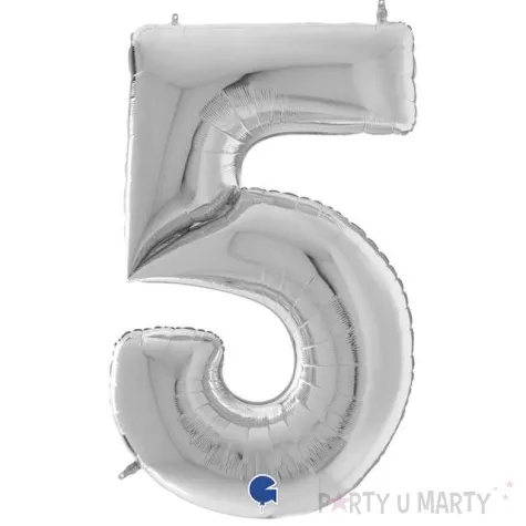 balon foliowy cyfra 5 srebrny grabo 64 dgt