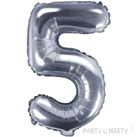 balon foliowy cyfra 5 srebrny partydeco 14 dgt