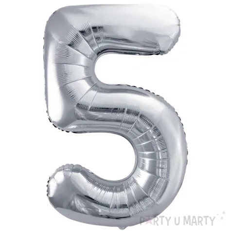 balon foliowy cyfra 5 srebrny partydeco 34 dgt