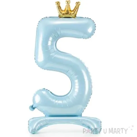 balon foliowy cyfra 5 stojaca blekitny partydeco 33 dgt