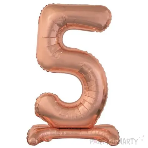 balon foliowy cyfra 5 stojaca rozowe zloto godan 29 dgt