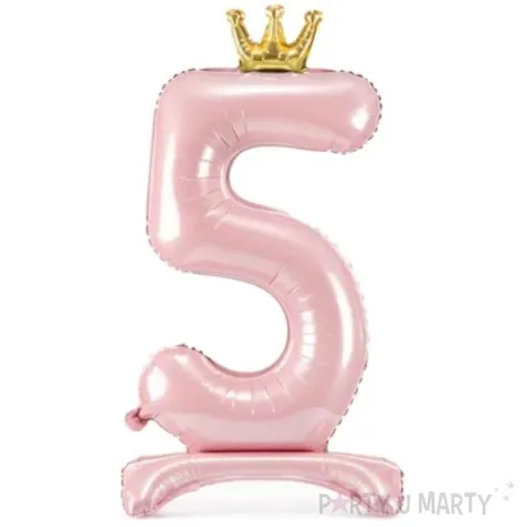 balon foliowy cyfra 5 stojaca rozowy partydeco 33 dgt