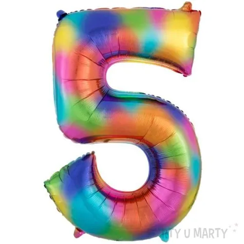 balon foliowy cyfra 5 teczowy amscan 34 dgt