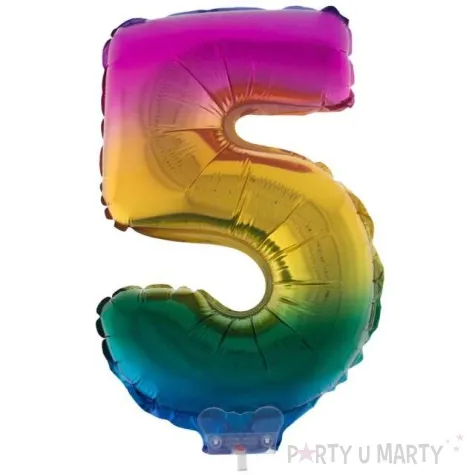 balon foliowy cyfra 5 teczowy funny fashion 16 dgt