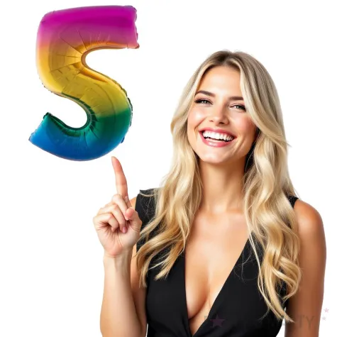 balon foliowy cyfra 5 teczowy funny fashion 40 dgt