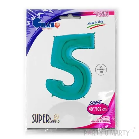balon foliowy cyfra 5 turkusowy grabo 40 dgt