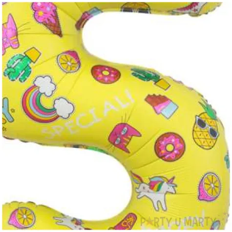 balon foliowy cyfra 5 unicorn party zolty godan 31 dgt